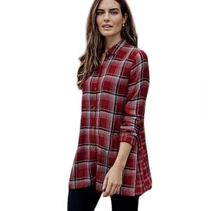 J Jill Red Plaid Tunic Size Large